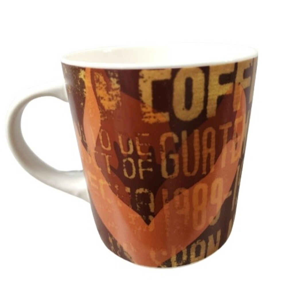 Vintage 2006 Starbucks Ceramic Coffee Tea Mug Brown Rustic Orange "Guatemala"